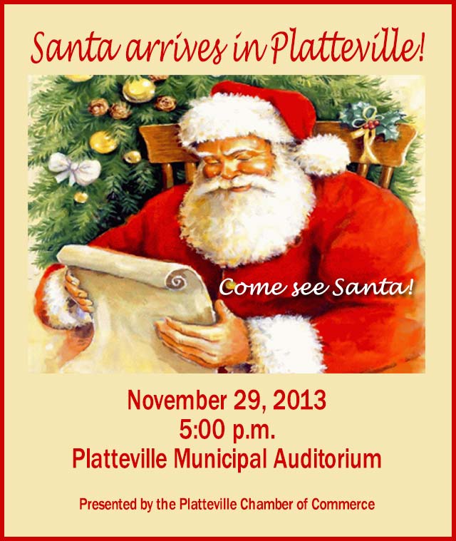 Santa arrives in Platteville - 2013
