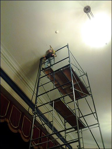 Renkus Heinz speakers are suspended 25 feet off the floor by Lifeline.  � 2013 Celeste Moore